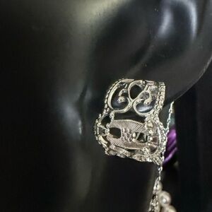 Sarah Coventry Vintage Filigree Huggie Hoop Earrings Silver Stamped 1980s